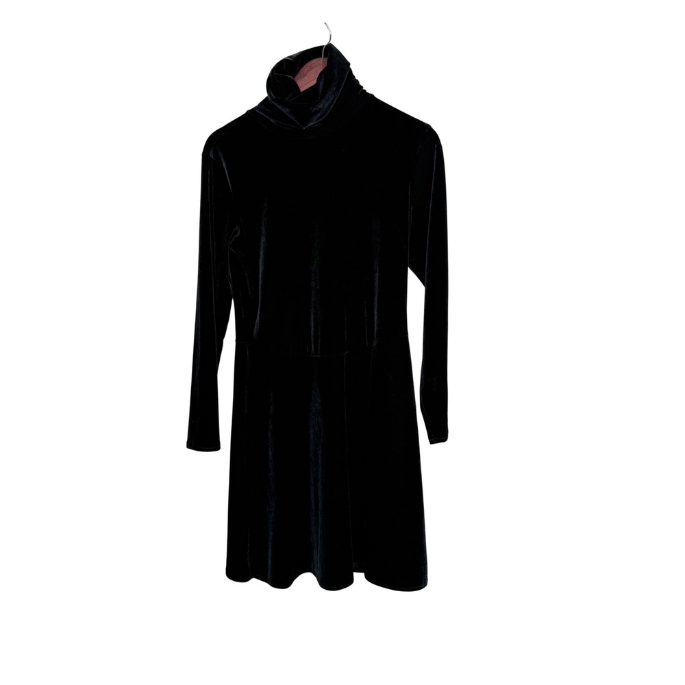 Vintage Boston Proper Black Velvet Turtleneck‎ Dress USA Made Stretch Goth S